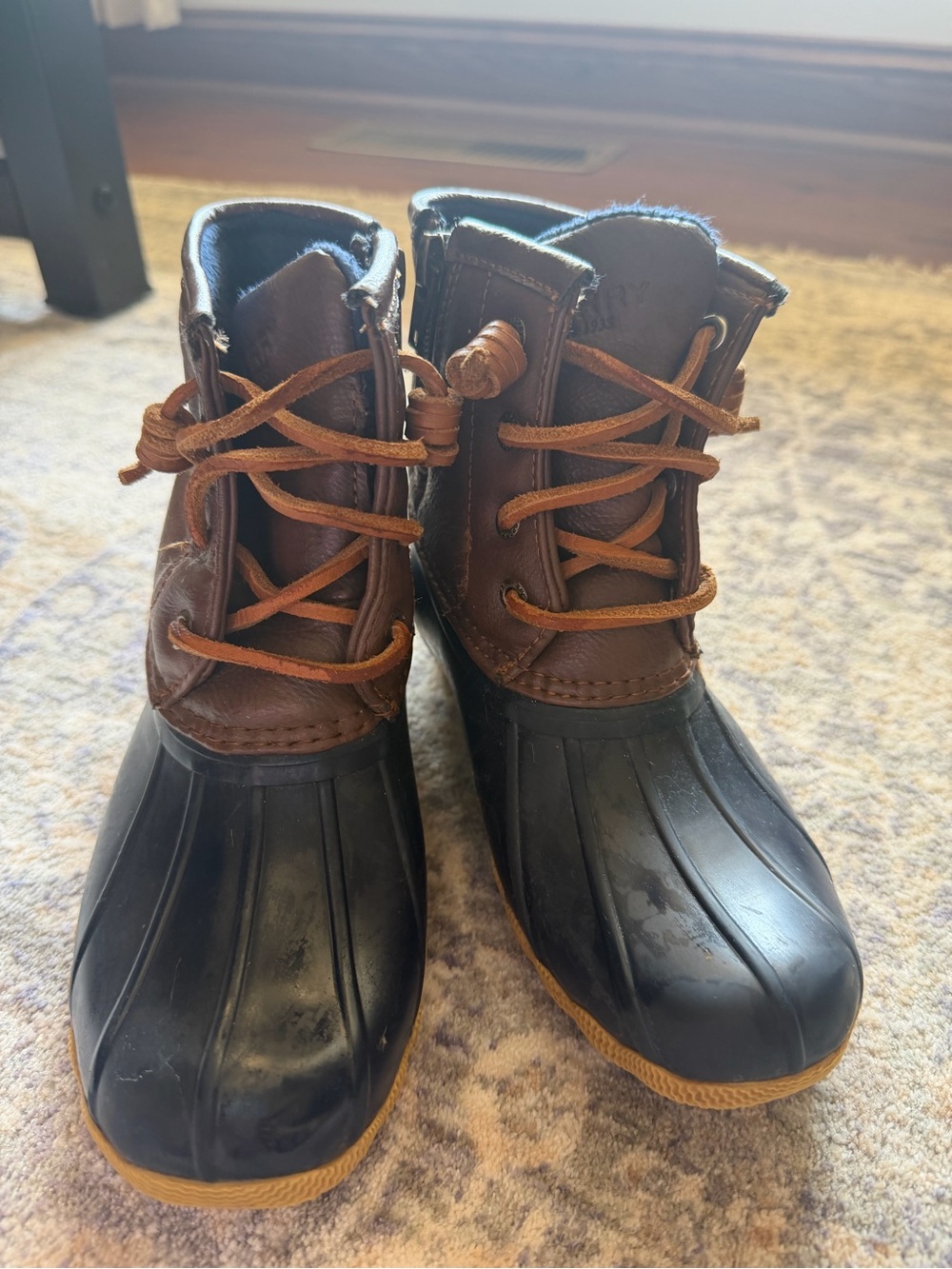 Sperry Kids Brown and Navy Insulated Waterproof Duck Boots  Size 13M